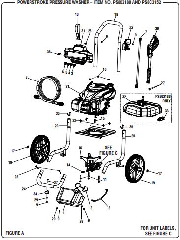 PowerStroke PS30188 Pressure Washer Replacement Parts & Breakdown